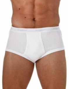 Set 3 pezzi Slip Uomo in cotone colore bianco linea Fragi Classico a costine e con apertura