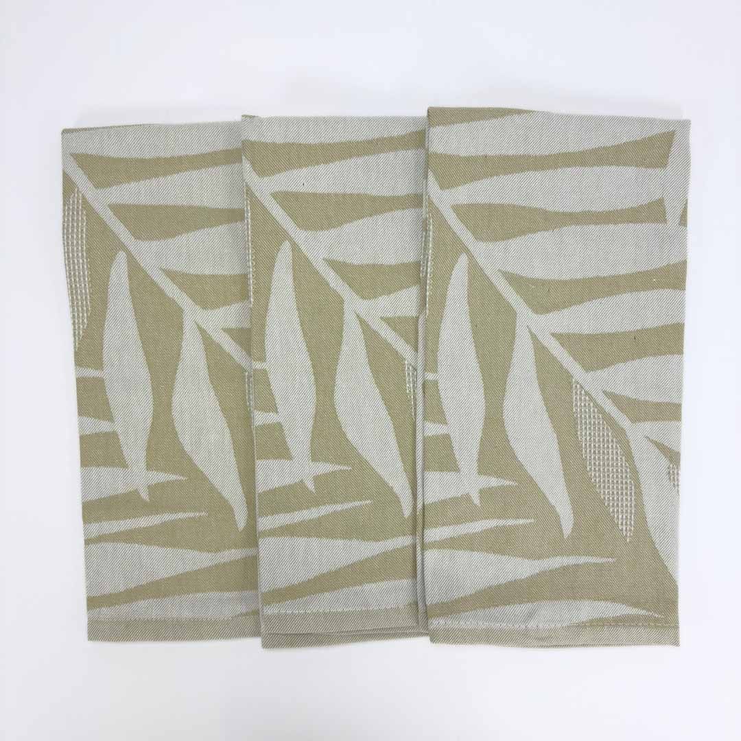 Set tris di strofinacci 50x70cm LineaBlu art. Kitchen Towels in 100% puro cotone a fantasia Beige