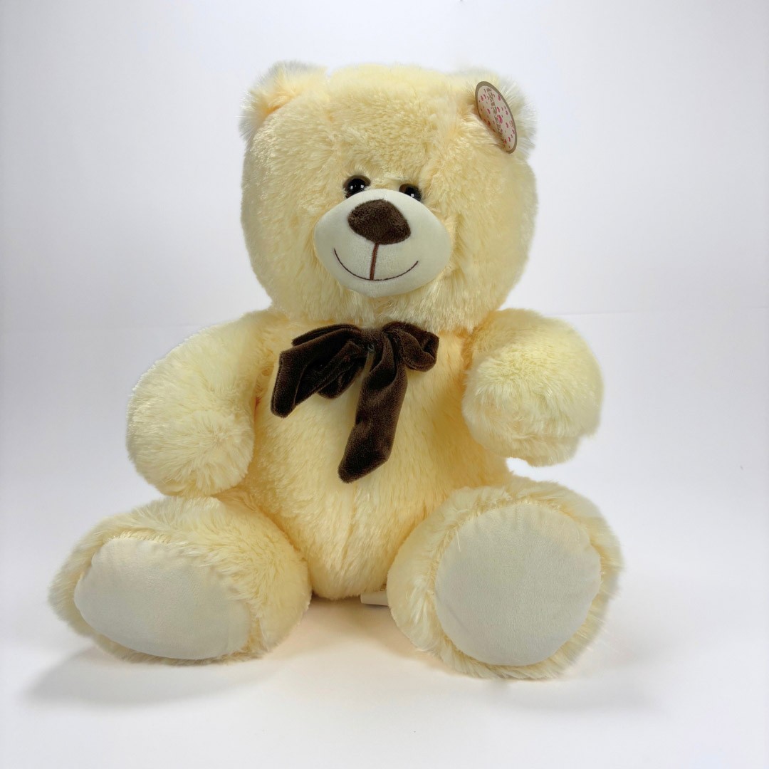 Peluche orsacchiotto altezza 40cm Tenerava art.026 colore panna con fiocco marrone