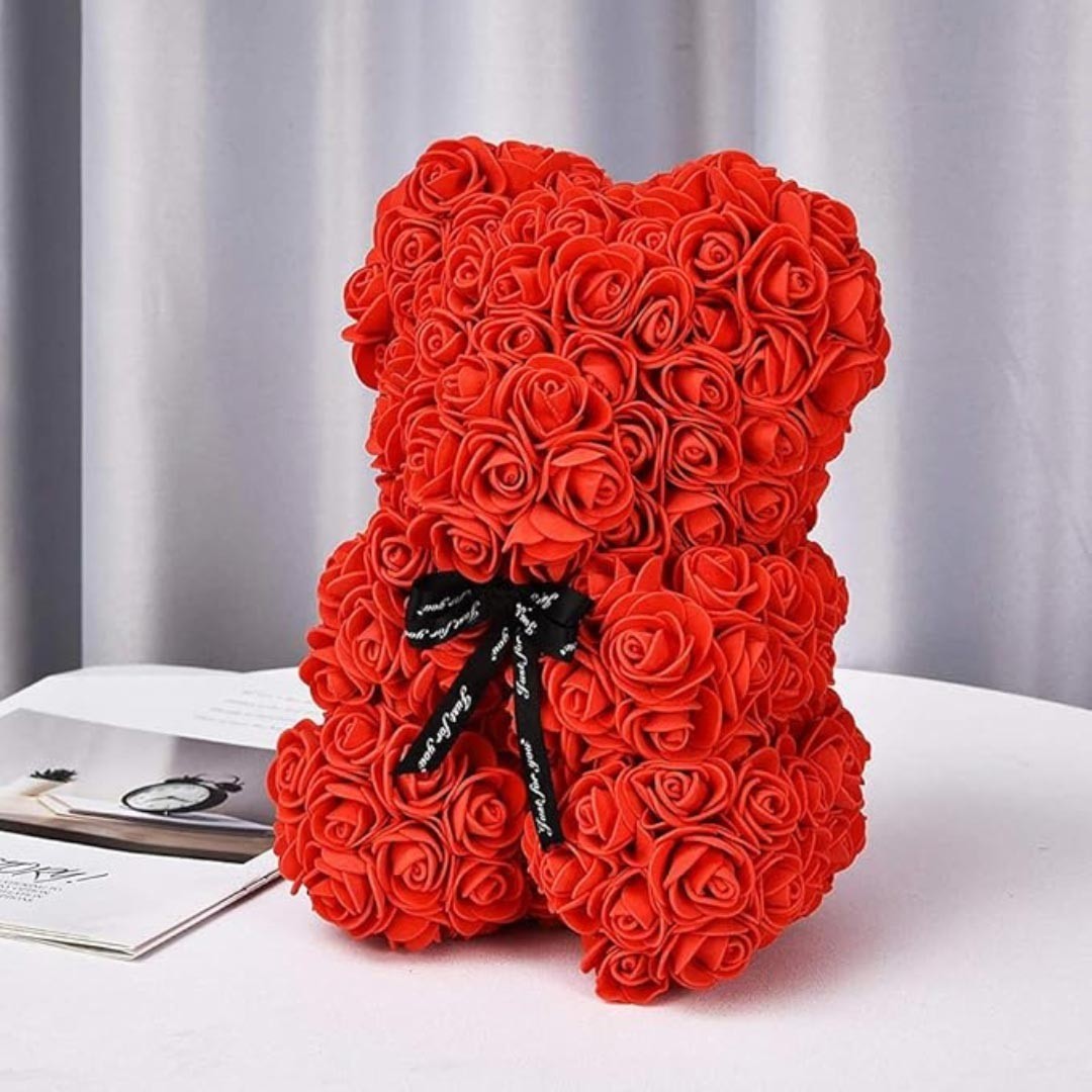 Orsetto rosso di rose altezza 40cm Tenerava art.503 in...