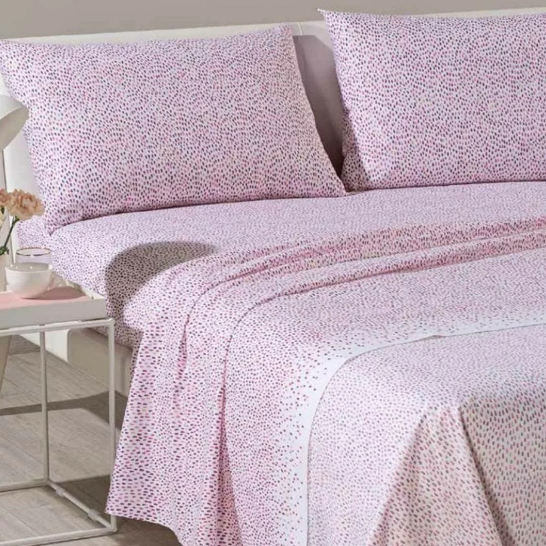 Completo letto Caleffi art. Gipsy in 100% puro cotone con stampa digitale a pois