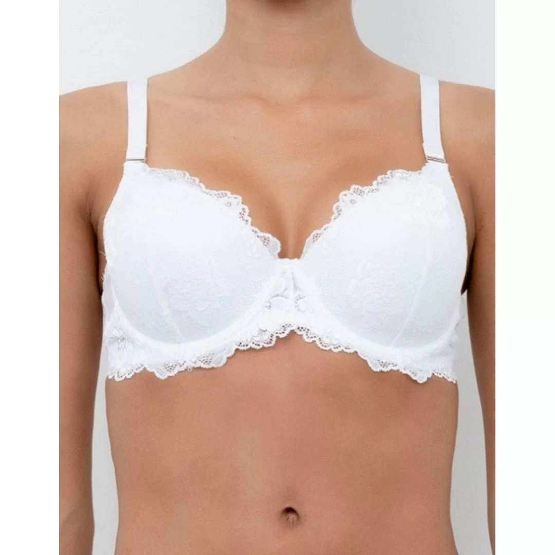 Reggiseno modello balconcino Lormar art.Favoloso coppa C preformata Soft Touch in pizzo imbottito tinta unita