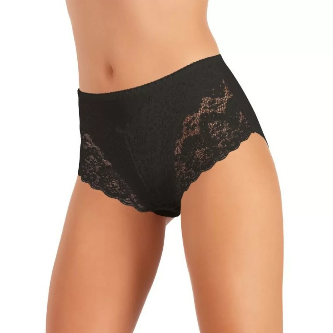 Set 3 pezzi slip da donna a vita alta Jadea art.1031 in cotone con inserti in pizzo nella parte anteriore tinta unita