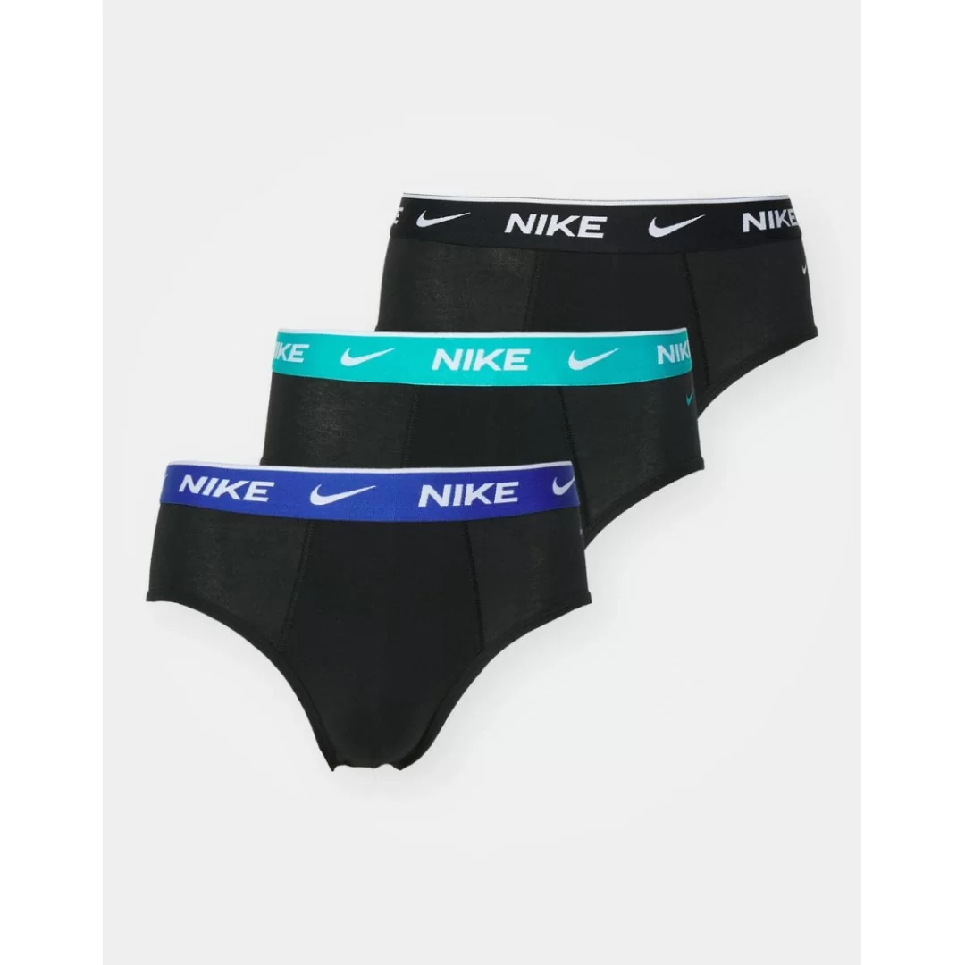 Set Tripack Slip da uomo Nike Underwear art. Day Brief in cotone elasticizzato tinta unita con logo su elastico