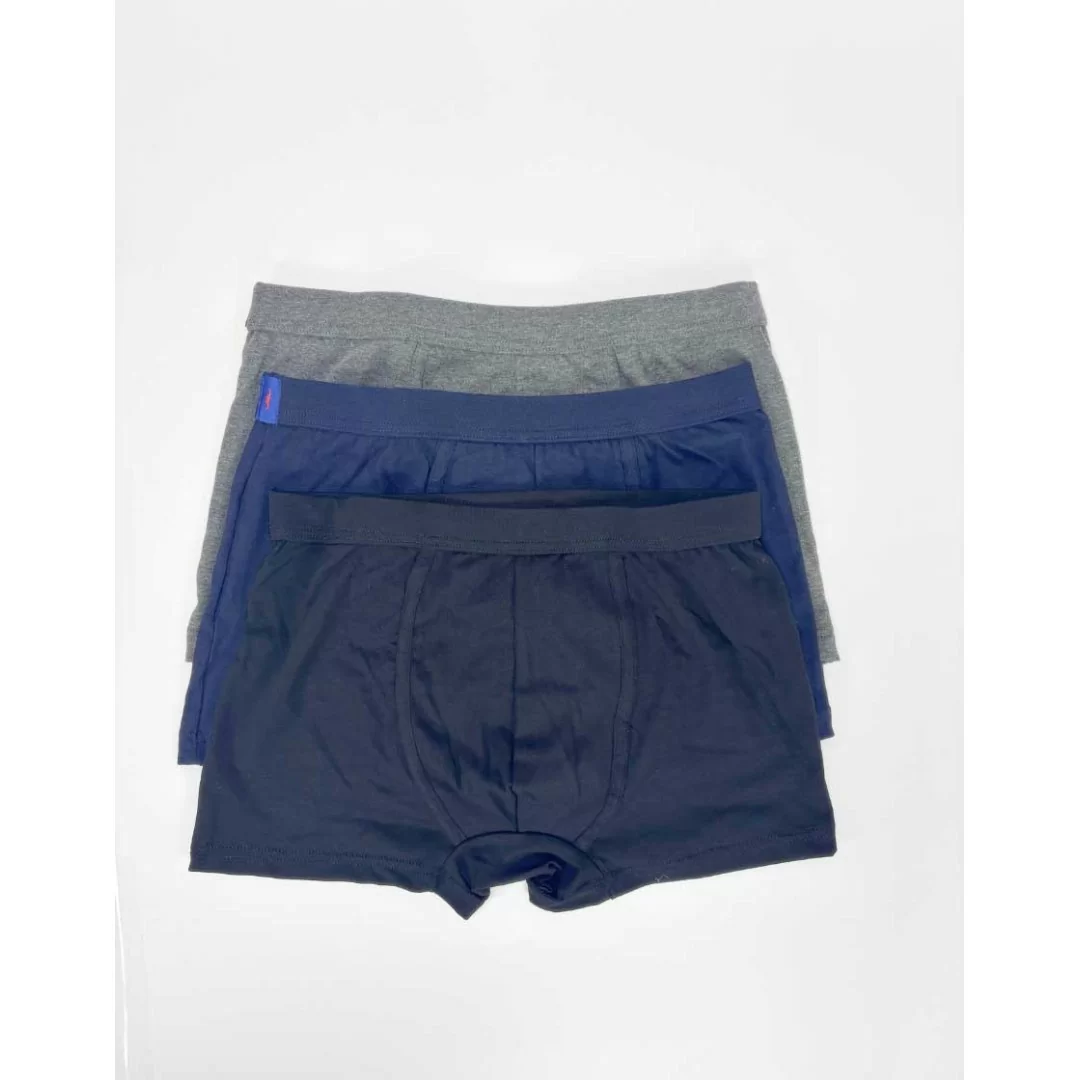 Tripack Boxer da uomo Dandy art.02BU BIS in tinta unita 100% cotone elasticizzato con elastico esterno