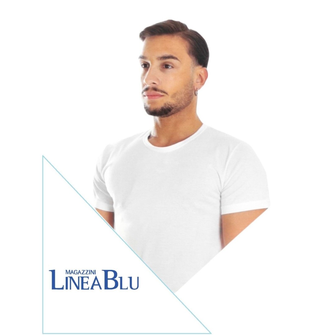 T-shirt da Uomo LineaBlu, Maglietta Intima girocollo in Cotone a mezza manica e tinta unita