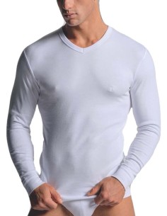 Maglietta intima da uomo con scollo a V, maglia a manica lunga in caldo cotone Navigare ART.114