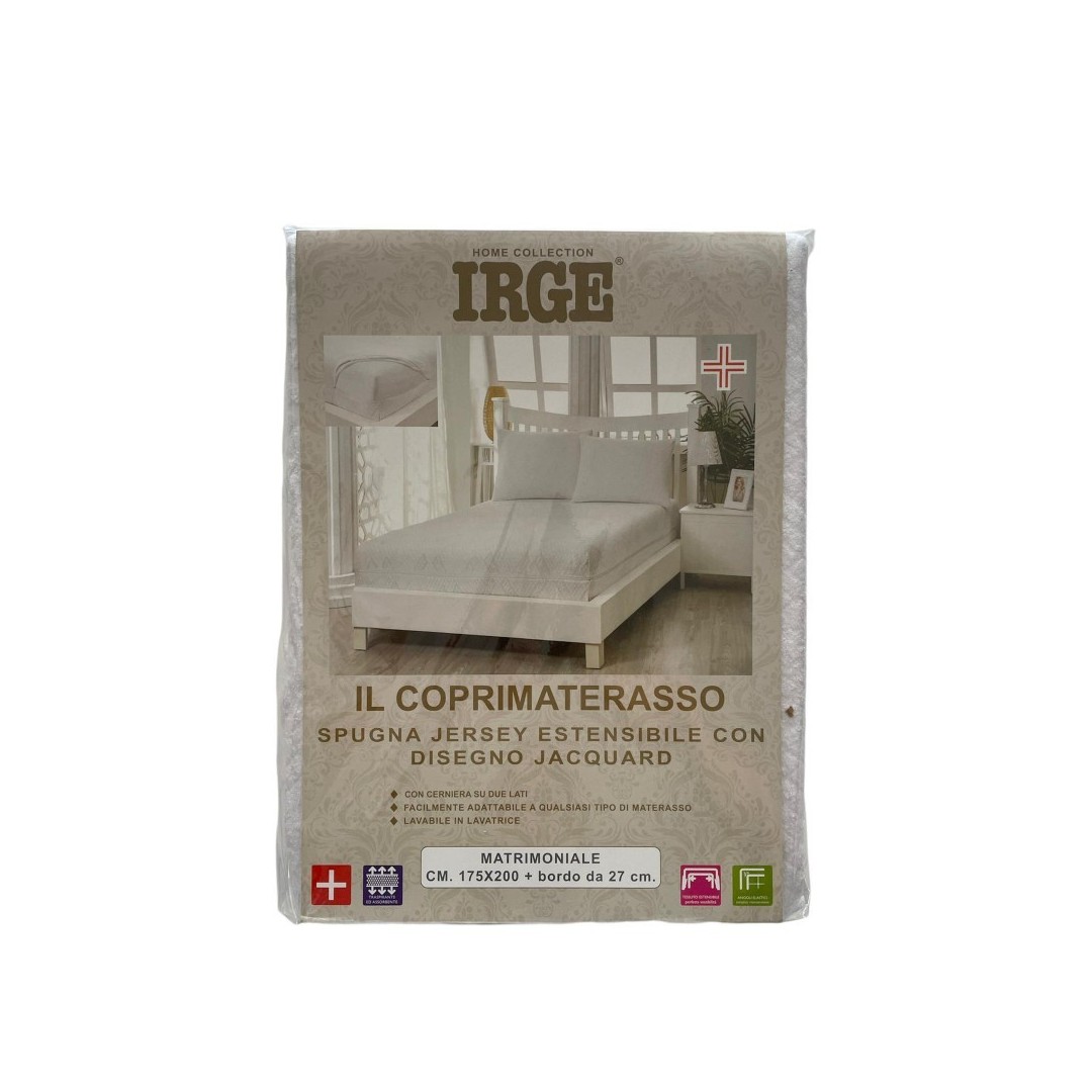 Coprimaterasso matrimoniale 175x200 cm Irge in spugna Jersey con disegno Jacquard