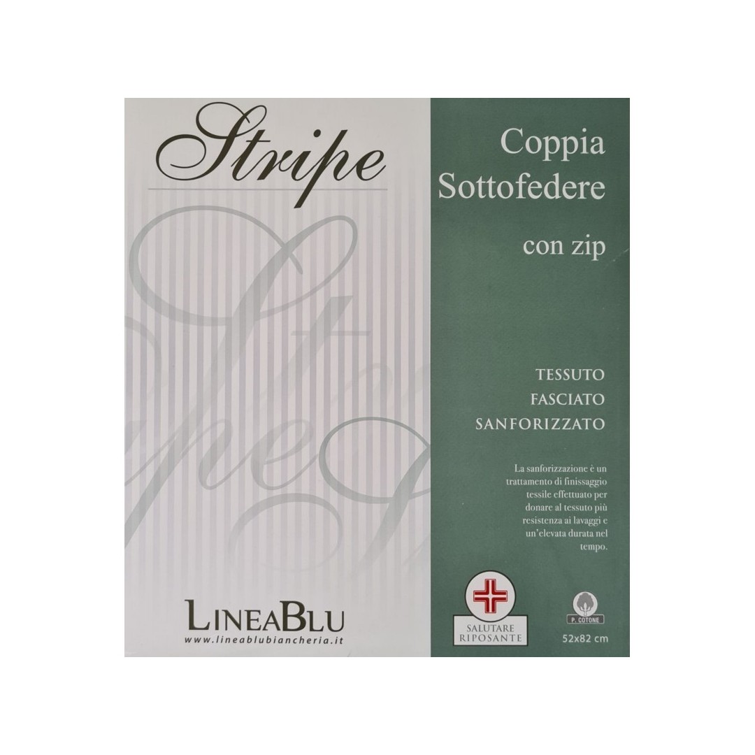 Coppia Sottofedere Con Zip Rigato 52x82cm Lineablu Copriguanciale Stripe