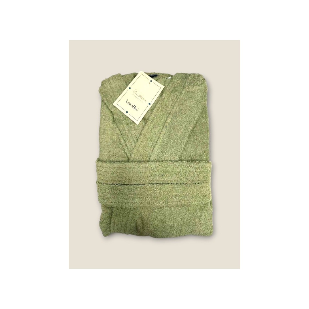 Accappatoio LineaBlu linea Marte 450g Personalizzabile Verde Salvia in spugna 100% cotone con cappuccio e tasche