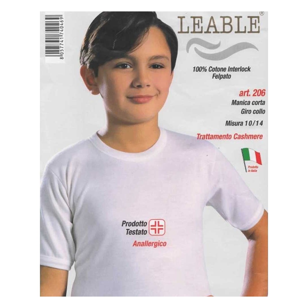 Set 3 pezzi maglia Leable art. 206 a manica corta girocollo in cotone interlock bianca