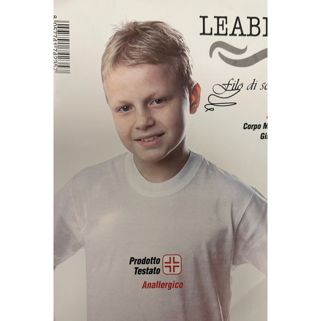 T-Shirt Leable art. 1441 a manica corta con girocollo alto in puro cotone Bianco