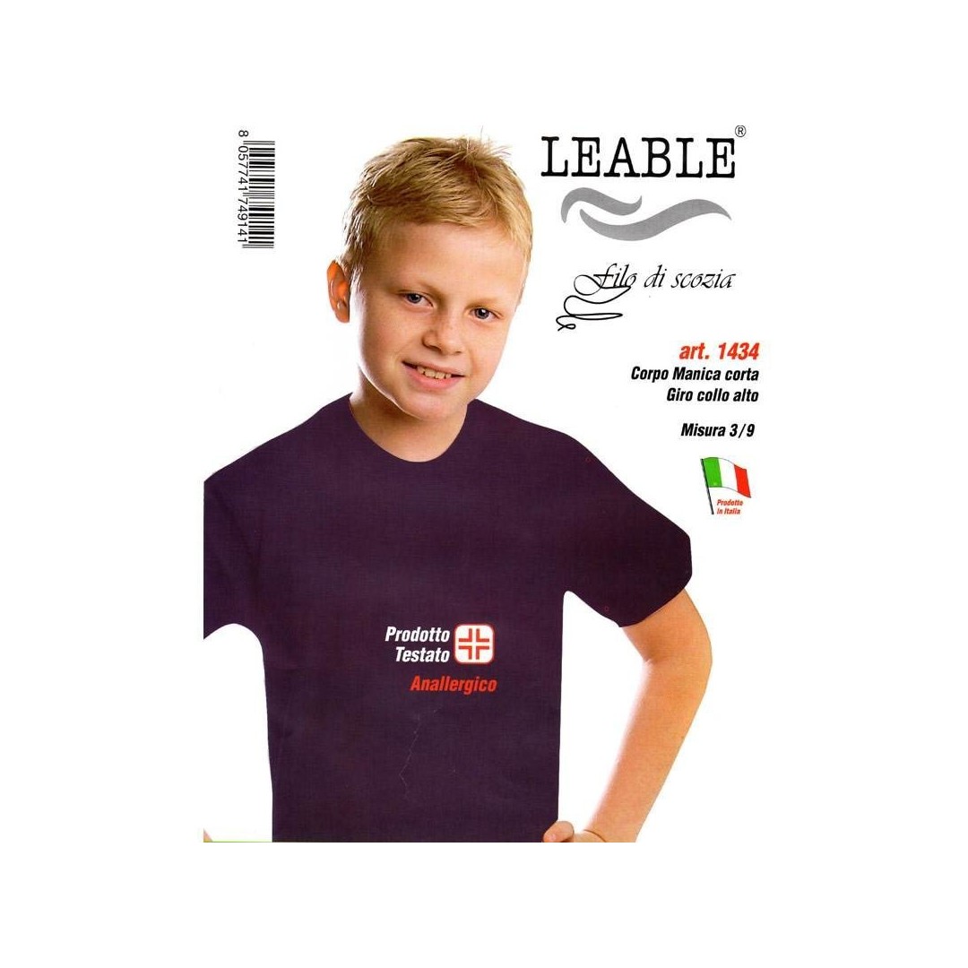 T-Shirt Leable art. 1434 a manica corta con girocollo alto in puro cotone Bianco