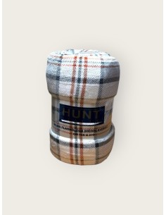 Plaid Hunt Italia art. Everest in flanella con sherpa Panna con fantasia scozzese