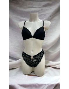 Coordinato intimo sexy da donna Ancona in pizzo Nero art. 1303