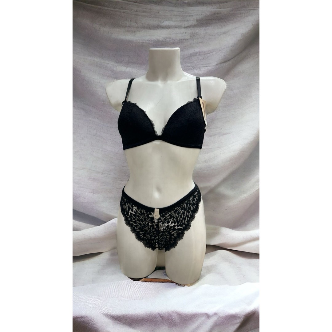 Coordinato intimo sexy da donna Ancona in pizzo Nero art. 1303