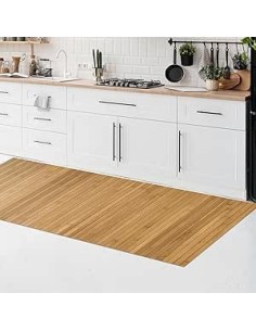 Tappeto passatoia da cucina antiscivolo in bamboo LineaBlu 50x280cm, tinta unita