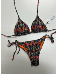 Costume da donna 2 pezzi Violetta moda mare art.SE7323 con reggiseno a triangolo a vita bassa con fantasia geometrica