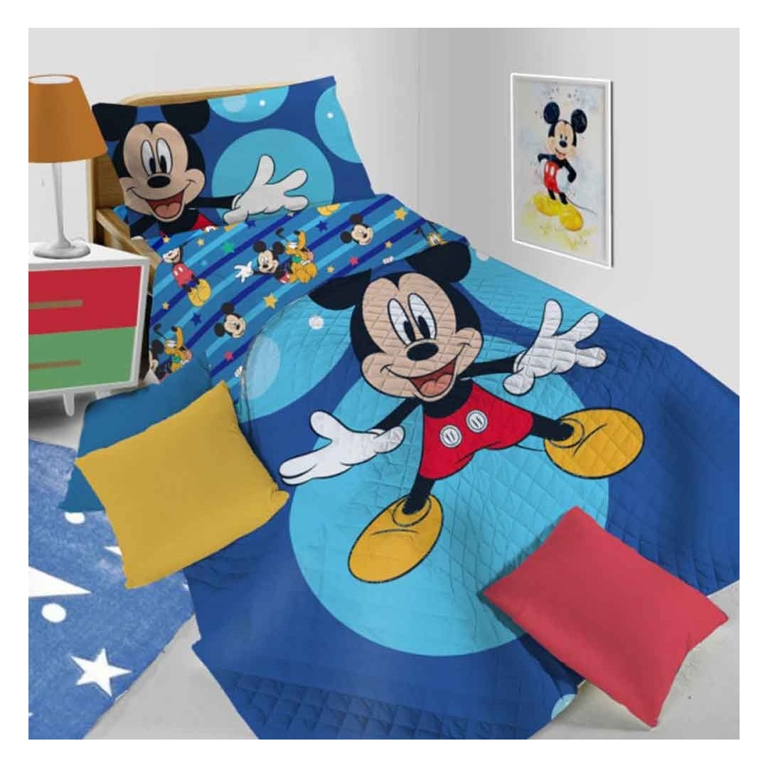 Copriletto trapuntato singolo 160x260cm Hermet art. Mickey Mouse in poliestere