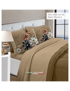 Completo letto matrimoniale 240x290cm Marta Marzotto art. Best Flowers con stampa digitale e 4 federe in cotone