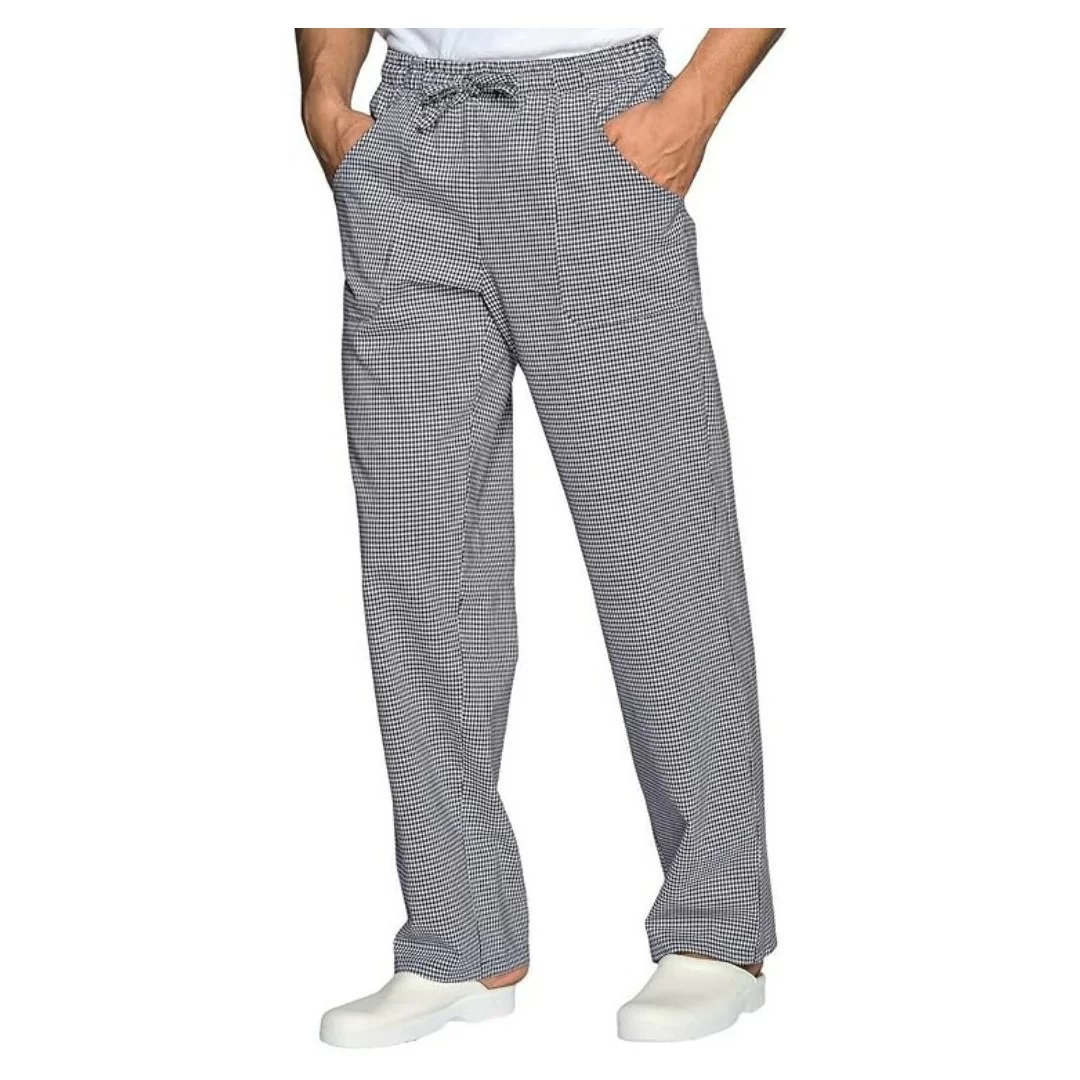 Pantalaccio da Lavoro Modello A Quadretti Grigio Unisex per Cucina con Tasche Multiple – Resistente e Versatile