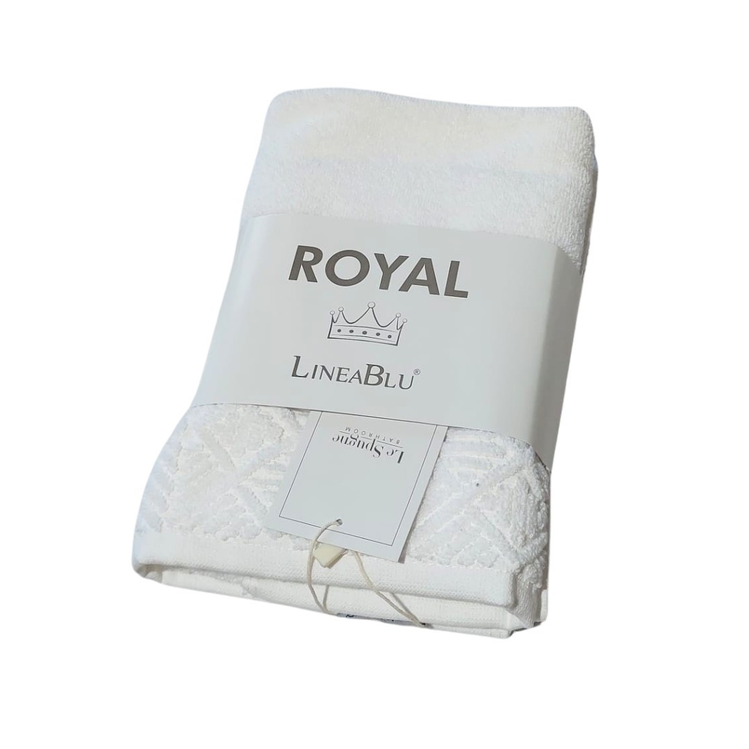 Set asciugamani viso e ospite LineaBlu linea Royal in spugna idrofila 520gr/mq 100% cotone lavorazione Jacquard