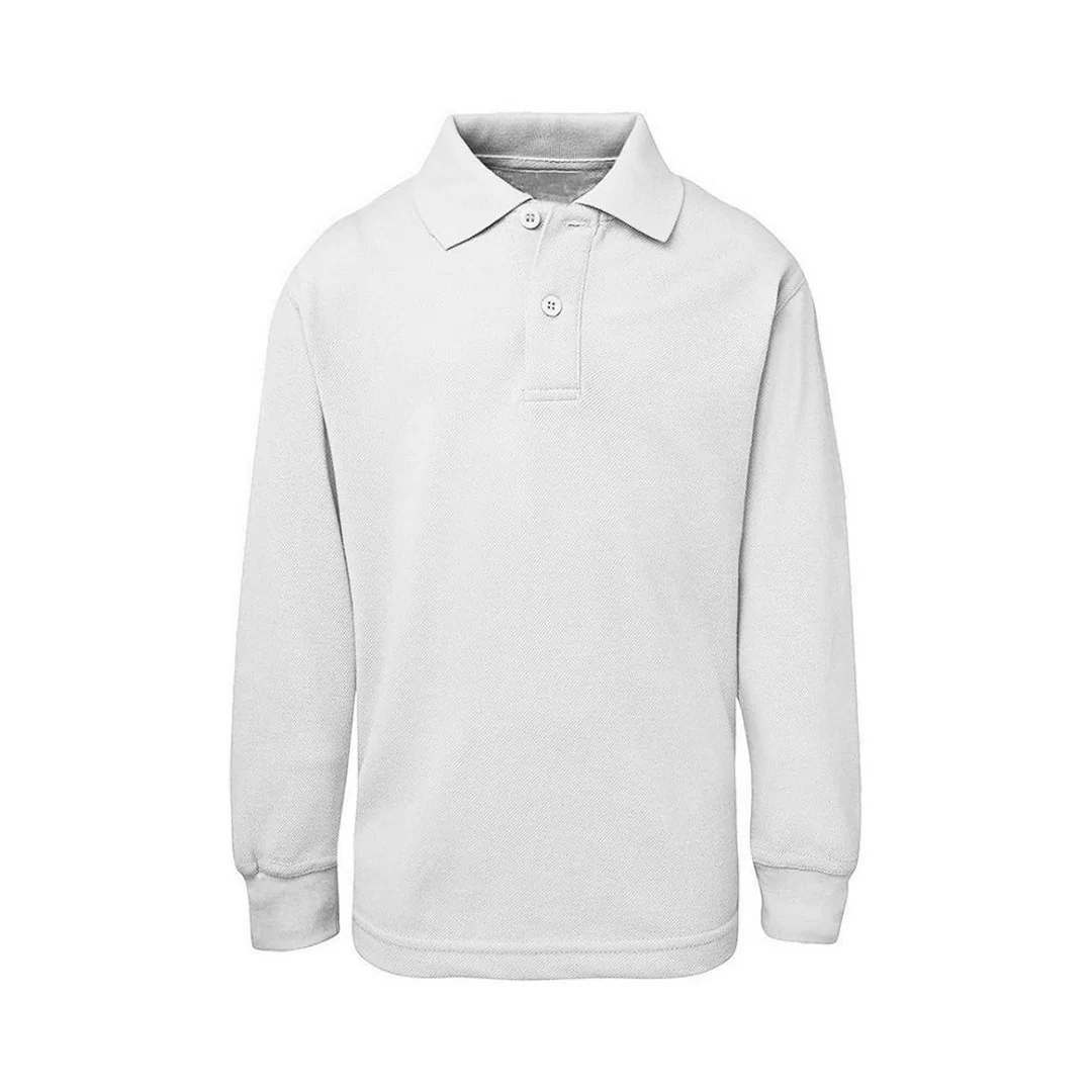 Polo a manica lunga da Scuola unisex, uniforme scolastica a manica lunga in 100% cotone, tinta unita