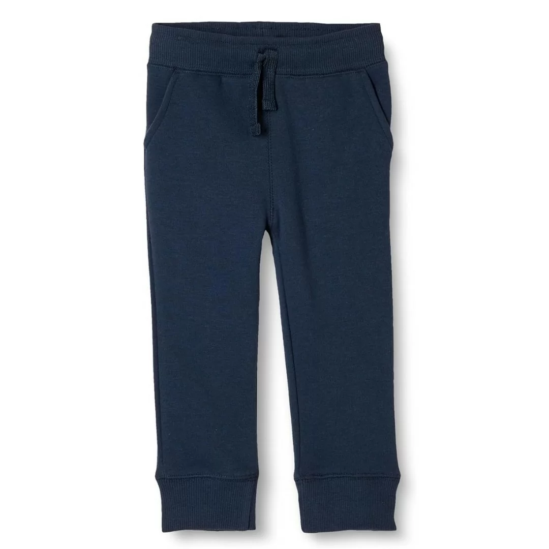 Pantalone lungo da Scuola per bambino blu in 100% cotone tinta unita con tasche e laccio