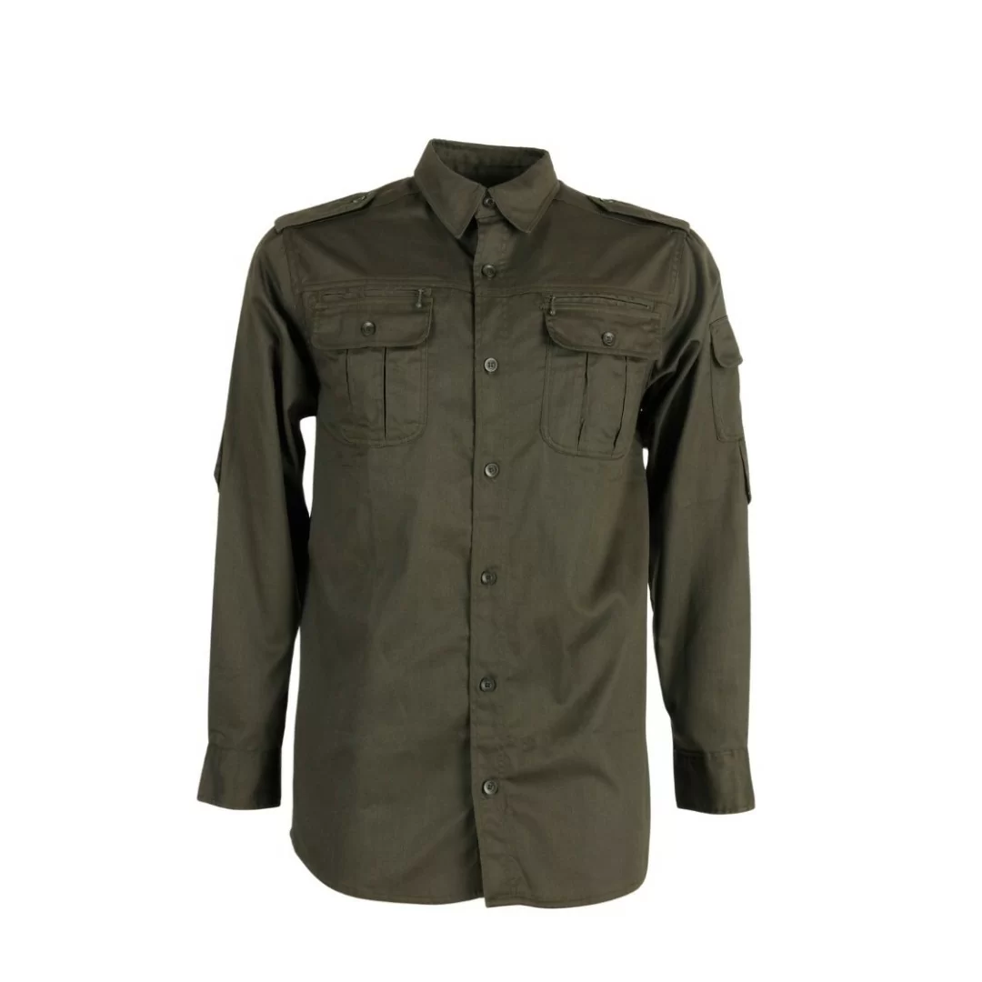 Camicia basic Verde a manica lunga da caccia RS Hunting art. C300 in cotone tinta unita