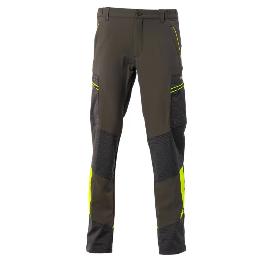 Pantalone da caccia RS Hunting art. T-107 in tessuto tecnico elasticizzato leggero con dettagli alta visibilità