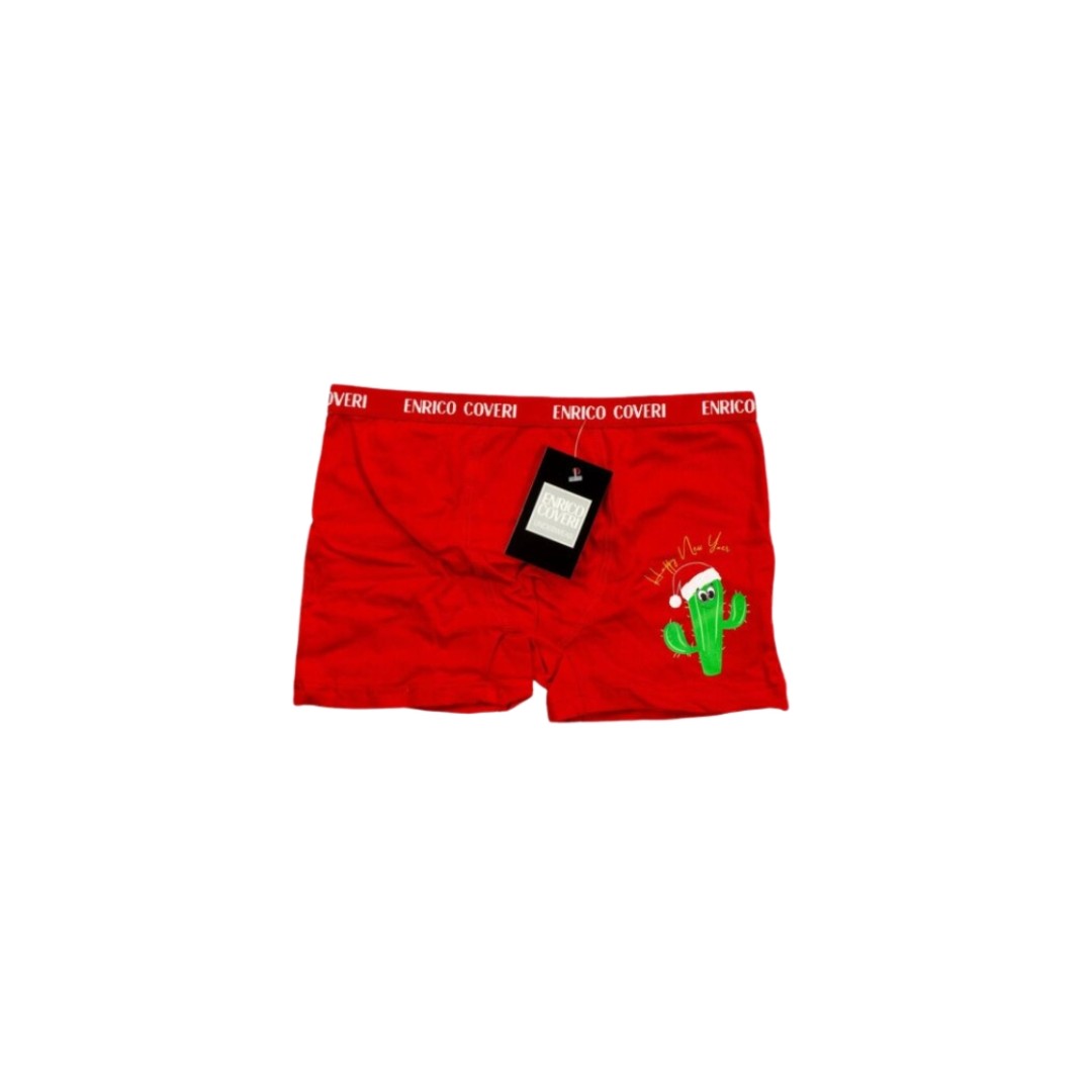 Boxer natalizio da bambino Enrico Coveri art. EB4092 in cotone con elastico esterno e stampa digitale