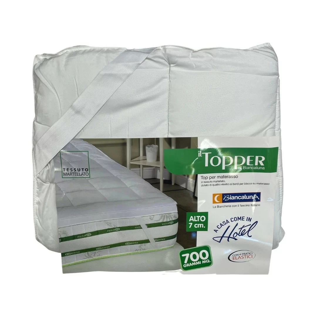 Topper correttore Biancaluna altezza 7cm 700gr/mq con elastici tessuto martellato in microfibra e poliestere