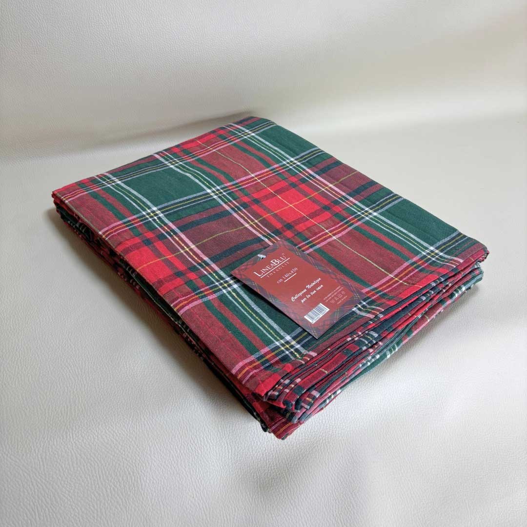 Tovaglia da tavola Tartan Natalizia LineaBlu art. Le Tovaglie in 100% cotone, motivo scozzese Colore Verde