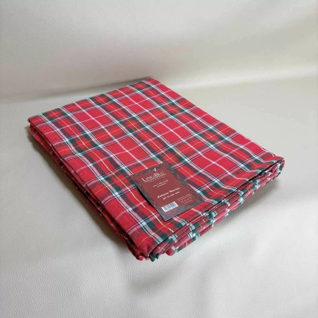 Tovaglia da tavola Tartan Natalizia LineaBlu art. Le Tovaglie in 100% cotone, motivo scozzese Colore Rosso