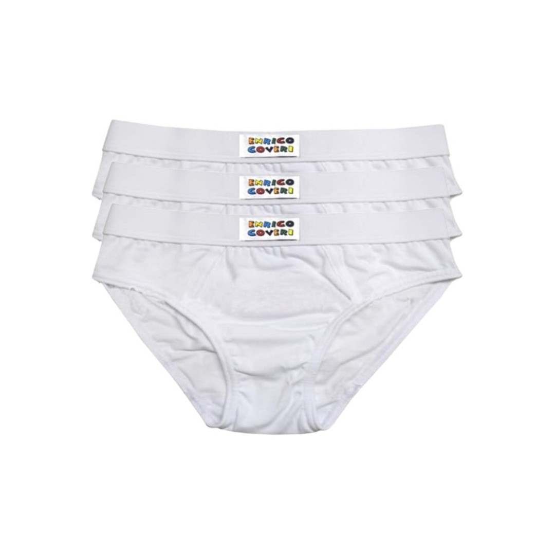 Set 3 pezzi slip da bambino Enrico Coveri art. ES4015 in cotone elasticizzato tinta unita con logo centrale